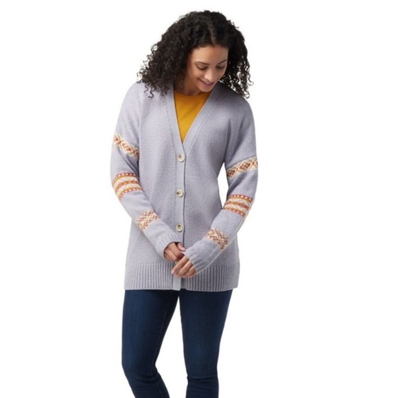 Smartwool Cozy Lodge Boyfriend Cardigan Blue Grey Size Small - Picture 1 of 8